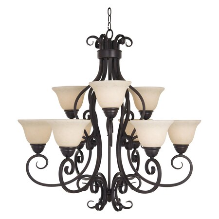 Maxim Nine Light Oil Rubbed Bronze Frosted Ivory Glass Up Chandelier 12207FIOI